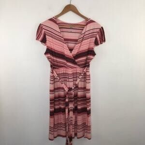 Dakini Pink Faux Wrap Knit Dress Size Large